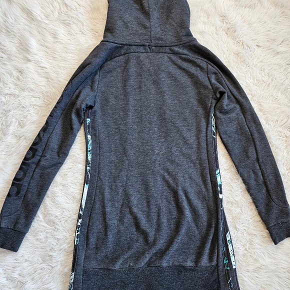 Adidas Neo Women's Grey/White/Aqua Stripped Trim Full Zip Hoodie Long Jacket S - Picture 3 of 10